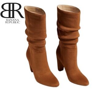 New Banana Republic Vegan Leather Slouchy Heeled Boots